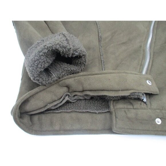 The Fifth Label Womens Coat Large Green Moto Fleece Sherpa Zip Up Classic - Picture 16 of 16